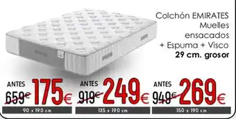 Atrapamuebles Colchón EMIRATES Muelles ensacados + Espuma + Visco oferta