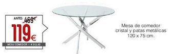 Atrapamuebles Mesa de comedor cristal y patas metálicas oferta