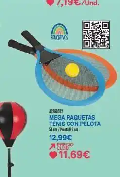 Juguettos Educativos a0260502 mega raquetas tenis con pelota 54 cm/pelota 86 cm 12,99€ precio 11,69€ oferta