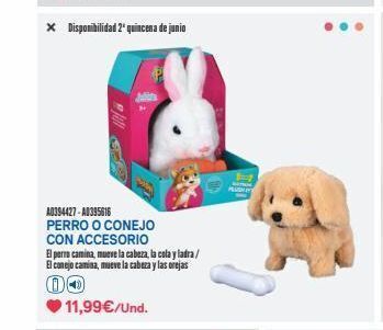 Juguettos * disponibilidad 2¹ quincena de junio 9 a0394427-a0395616 perro o conejo con accesorio el perro camina, mueve la cabeza, oferta