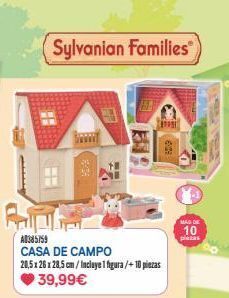 Juguettos 0 sylvanian families 234 a385759 casa de campo 20,5x26x28,5 cm/incluye 1 figura/+10 piezas 39,99€ 20 mas de 10 pieza oferta