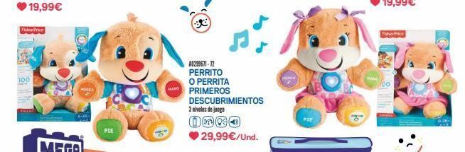 Juguettos Fisher prior 100 pie a0299671-72 perrito o perrita hand primeros descubrimientos 3 niveles de juego 0000 29,99€/und. fish oferta