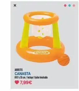 Juguettos Intex a0091715 canasta 867 x 55 cm/incluye 1 balón hinchable 7,99€ oferta