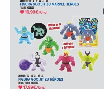 Juguettos 19,99 €/und. oscuridad! 26818031-32-33-34-35-36 figura goo jit zu héroes 14 cm/varios modelos 17,99 €/und. estirales y e oferta