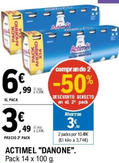 E.Leclerc ACTIMEL "DANONE". Pack 14 x 100 g. oferta