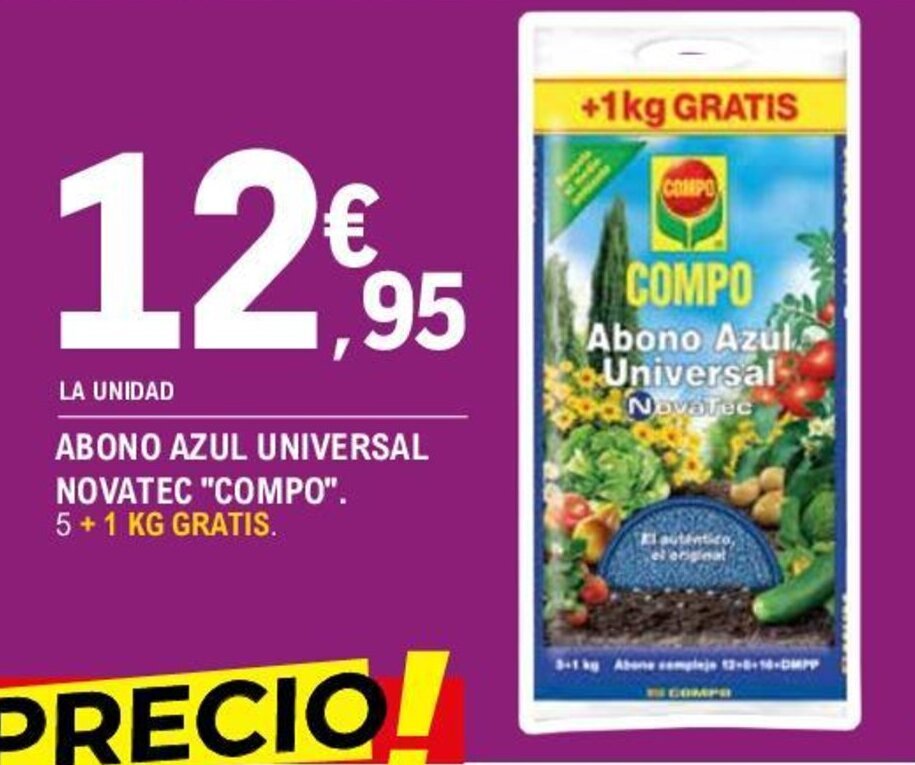 E.Leclerc ABONO AZUL UNIVERSAL NOVATEC "COMPO". 5 + 1 KG GRATIS. oferta