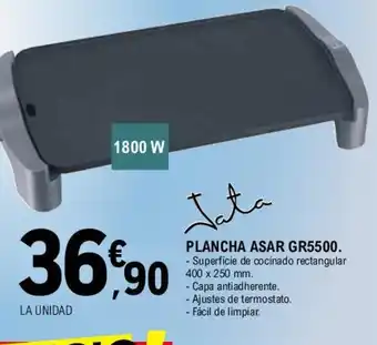 E.Leclerc PLANCHA ASAR GR5500. Superficie de cocinado rectangular 400 x 250 mm. oferta
