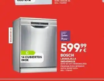 645x60x60 cm 14 cubiertos inox 3 años 79,99€- 599,9⁹ osch lavavajilla sms4emi02e auto 45-65°c personalized program echo i