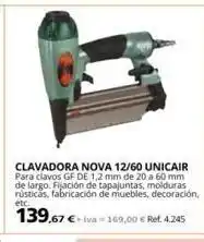 Coferdroza Clavadora nova 12/60 unicair para clavos gf de 1,2 mm de 20 a 60 mm de largo. fijación de tapajuntas, molduras rústicas, fabr oferta