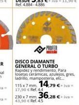 Coferdroza Profer disco diamante general o turbo rapidez y rendimiento. para losetas cerámicas, azulejos, gres, ladrillo, mampostería, oferta