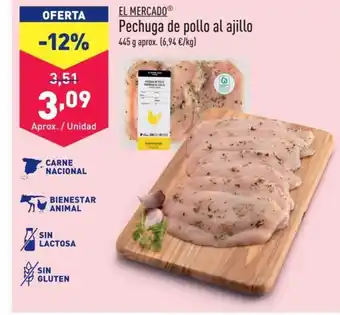 ALDI Pechuga de pollo al ajillo 445 g aprox. (6,94 €/kg) oferta