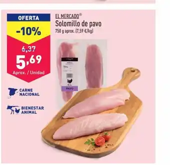 ALDI Solomillo de pavo 750 g aprox. (7,59 €/kg) oferta