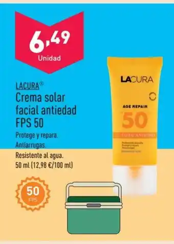 ALDI Crema solar facial antiedad FPS 50 oferta