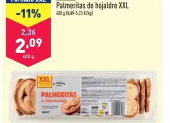 ALDI Palmeritas de hojaldre XXL 400 g (5,89-5,23 €/kg) oferta