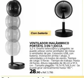 Coferdroza VENTILADOR INALÁMBRICO PORTÁTIL 3 EN 1 JOCCA oferta
