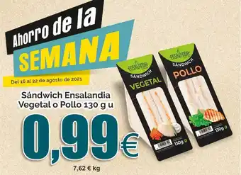 FROIZ Sándwich Ensalandia Vegetal O Pollo 130 G U oferta