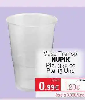 Cuevas Cash Nupik Vaso Transp Pla. 330 Cc Pte 55 Und oferta
