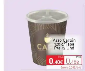 Cuevas Cash Vaso Cartón 120 C-Tapa Pte 12 Und oferta