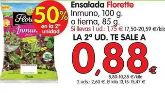 Alimerka Ensalada Florette Inmuno 100g O Tierna 85 G 50% En La 2ª Unidad oferta