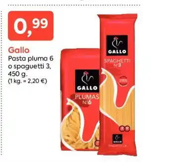 Suma Supermercados Gallo Pasta pluma 6 o spaguetti 3, 450 g. oferta
