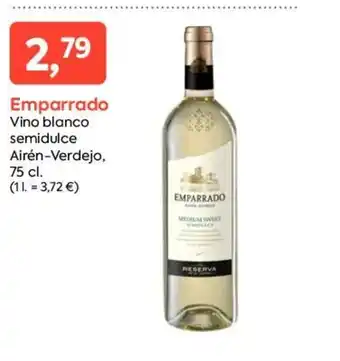 Suma Supermercados Emparrado Vino blanco semidulce Airén-Verdejo, 75 cl. oferta