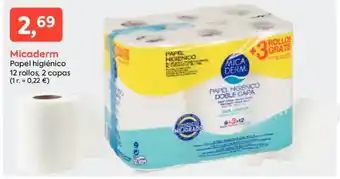 Suma Supermercados Micaderm Papel higiénico 12 rollos, 2 capas oferta