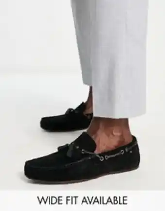 Asos Mocasines negros de ante con detalle de cordón de asos design oferta