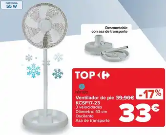 Carrefour Ventilador de pie kcsf17-23 oferta