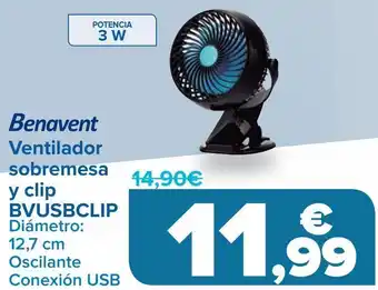 Carrefour Ventilador de sobremesa y clip bvusbclip benavent oferta