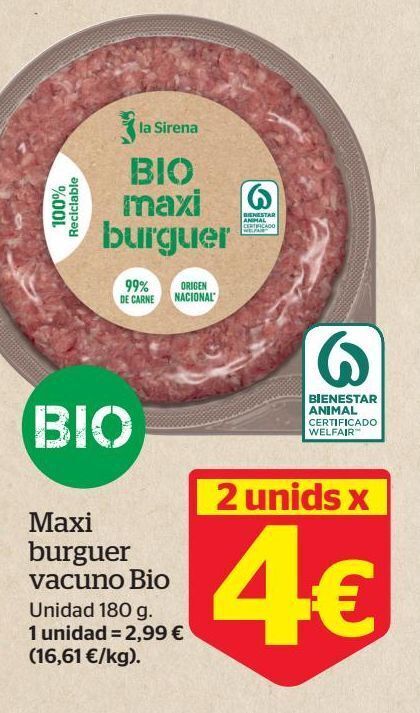 La Sirena Hamburguesas de vacuno oferta