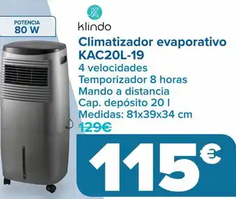 Carrefour Climatizador evaporativo kac20l-19 oferta