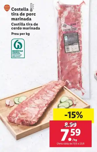 Lidl Costella tira de porc marinada Costilla tira de cerdo marinada oferta