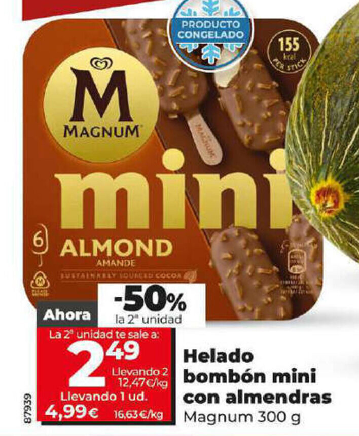 Dia Helado bombón mini con almendras oferta