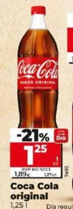 Dia Coca Cola original 1,25 l oferta