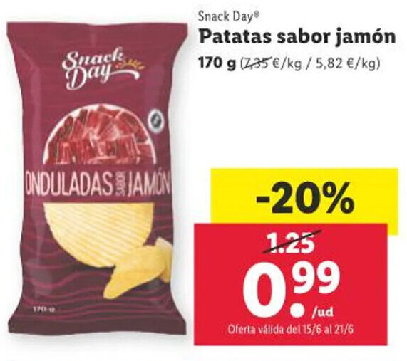 Lidl Patatas sabor jamón oferta