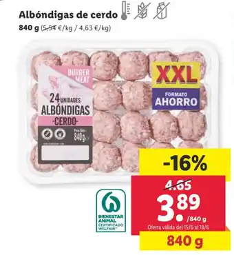 Lidl Albóndigas de cerdo 840 g oferta
