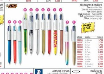 Carlin Bic bolígrafos 4 colores fine: escritura fina. classic: escritura normal. fun: colores pastel. fluo: 3 colores + fluorescen oferta
