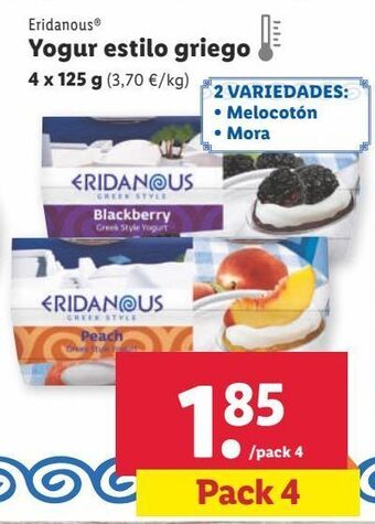 Lidl Yogur griego eridanous oferta