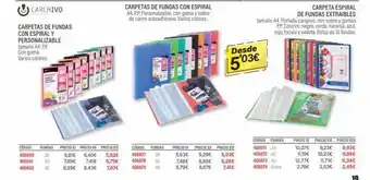 Carlin Carpetas de fundas con espiral y personalizable tamaño a4. p.p. con goma varios colores. codigo 406690 406691 406692 30 40 oferta