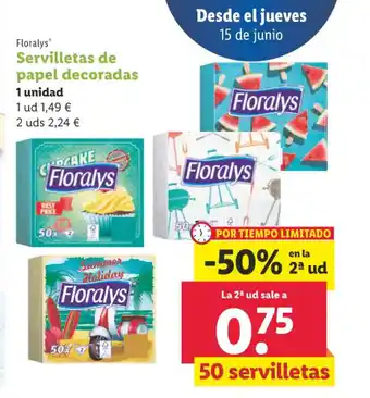 Lidl Floralys Servilletas de papel decoradas oferta