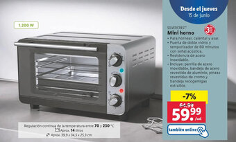 Lidl SILVERCREST Mini horno oferta