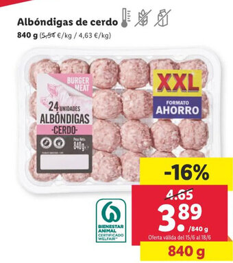 Lidl Albóndigas de cerdo oferta