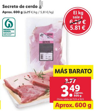 Lidl Secreto de cerdo oferta