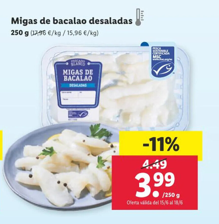 Lidl Migas de bacalao desaladas oferta
