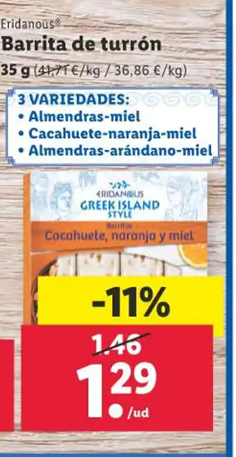 Lidl Eridanous Barrita de turrón oferta