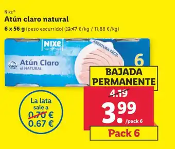 Lidl Nixe Atún claro natural oferta