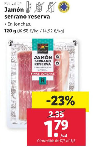 Lidl Realvalle Jamón serrano reserva oferta