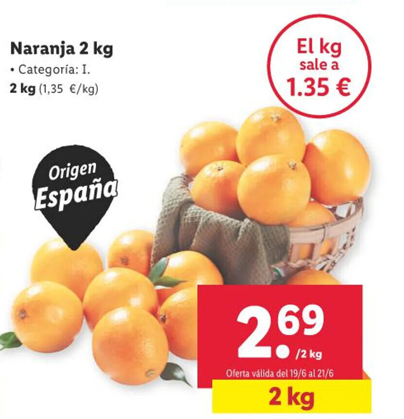 Lidl Naranja 2 kg oferta