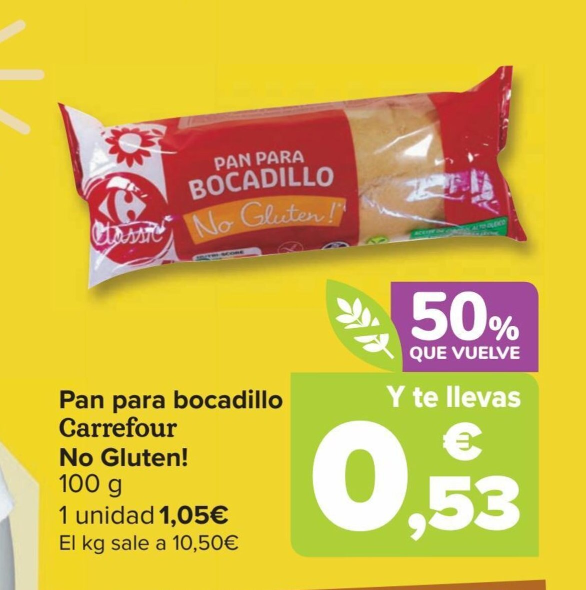 Carrefour Pan para bocadillo Carrefour No Gluten! oferta