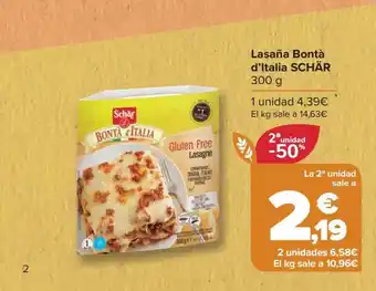 Carrefour Lasaña Bontà d'Italia SCHÄR 300 g oferta